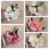 Dekorativa blommor Champagne Peony Bouquet Imitation Flower Family Decoration Wedding Artificial Party