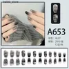 False Nails 24PCS/1BOX Sweet and Cool Royal Wind Wearing Nail Patch Black Flash Gradient Y240419 Y240419