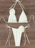 Seksowne bikini set Kobiety kostium kąpielowy czarny biały 3D kwiatowy nadruk mikro bikini brazylijskie wycięcie plażowe kostium kąpielowych straszynki 240416