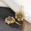 Dangle Earrings Uglyless Romantic Flowers For Women Gold Garland Gemstones Jewelry 925 Silver Natural Jade Hollow Fashion Dress