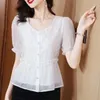 Kadın Bluzları 5xl Kadın Beyaz Beyaz Sonbahar Gömlek Lady Moda Gündelik Dokuz Quart Sleeve Ofis Çiçek Baskı Blusas Üstleri G2821