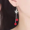 أقراط DANGLE SARRINGS SIVAL SILVER RED PEARL DROP للنساء إبعاد المجوهرات أكواتي حلق Kolczyki 1Z6C4