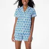 Dames slaap lounge preppy aap pyjama's set vrouwen y2k kleding revers kraag met een paarden met een paar borsten met korte mouwen en shorts 2000s loungewearl240122