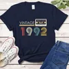 女性のTシャツ2024ビンテージオーディオテープ1992限定版シャツ女性ハラジュク32歳32歳の誕生日パーティートップレトロTシャツ