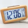 Digital Alarm Smart Wooden LCD Temperature Clocks Wood Night Light Date Clock with Snooze Bamboo Bedside Calendar TH0865