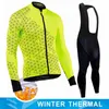 Vinter termisk fleece cykling tröja mens mtb klädman 2023 blus enhetlig cykelkläder kompletta tricuta bib maillot set 240410