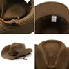 Berretti semplici cappello da cowboy maschi da uomo largo brim fedora cintura decora la paglia da spiaggia per uomini protezione berretto da protezione chapeau femme