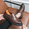 Casual Shoes Summer Business Leather Men Loafers Breattable Flats Mäns dubbla spänne Mockasins Man Platform Driving