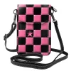 Holders Pink Plaid Tamikered Leather Messenger Flip Phone Sac de voyage Carte de voyage Case de carte de voyage pour dames Messenger Sac de rangement imprimé portefeuille