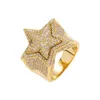 Hip Hop Pentagram Star Three-dimensional Ring with Diamonds Micro Inlay Men's Fashion Brand Ring Hip Hop S925 Accessories