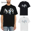 2024 Spring/Summer Am1ri Metal Effect Letter Tryckt Mens och Womens Pure Cotton Double Yarn T-shirt Korta ärmar