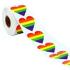 Adesivos Rainbow gay roll bandas de amor em rótulos de bandeira de orgulho em forma de coração para presentes Offatts Envelope Selaking Th1091