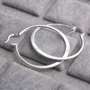 Real 925 Sterling Silver Oval Big Hoop Ohrringe für Frauen flach dünn runde Hochzeit Schmuck Zubehör Punk Brincos Joyas de Plata 202u