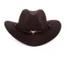 Wide Brim Western Cowboy Hat Men Women Wool Felt Fedora Hats Leather Ribbon Bull Head Band Panama Cap2846172