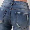 Dżinsy damskie vintage długie spodnie dżinsowy guziki chłopak szczupły dopasowanie strzępione w trudnej sytuacji ubrania z lat 90.