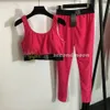 Kvinnor Sport Crop Top Letter Webbing Yoga Leggings Designer Summer Tracksuit Snabbtorkning Sportkläder