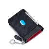 Wallets Rfid Credit Card Wallet Men Leather Multifunction Slim Coin Wallet Card Holder Carbon Fiber Keychain Wallet Luxury Men Money Bag