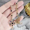 Boucles d'oreilles en peluche Bohmie Golden Long Star Moon Moon Tassel pour femmes Blue Cz Stone Incrust Piercing Drop Bijoux de bijoux Party