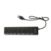 7 Ports Usb Hub LED USB High Speed 480 Mbps Adapter USB Hub with Power on Off Switch for PC Laptop Computer PC Laptop with ON/OF