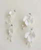 Boucles d'oreilles de fleur en céramique blanche mariage bijoux de mariée