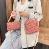 Torby torebki i torebki ręcznie robione bawełniane szydełkowe torbę damską Pearl Chain Mini Portable Ramię/Crossbody Bag