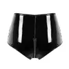 Femmes Sexy Shorts en cuir d'entrejambe d'ouverture pour sexe porno érotique en dessous de l'entrejambe sous-vêtements brillant zipper sac en latex pantalon hanche sexi 240419