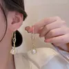 Kolczyki Dangle Fashion Urocza koreańska perła dla kobiet wiązana biżuteria z kropli