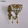 Lâmpadas de parede Arte barroca de manchado Mediterrâneo Tiffany iluminação de cristal Bedroom Bedside Mirror Front Lamp Barring Igreja