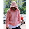 Designer Luxo Chaopai Classic Chic Coat Coat edição da Coréia do Sul Primavera Vermum Summer Pure Color Casual Malha Loose Hooded Cardigan Cardigan Cardigan Roupas