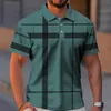 Summer Mens Polo Shirt Gradient Line Kort ärm Tshirt Casual Daily Lapel Tops Tees Fashion Randig T For Man Clothing 240419