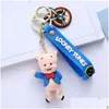 Anime Manga Fashion Pvc Kawaii Kids Keyring Chain 3D Animal Key Cartoon Creative Bugs Bunny Keychain Drop Delivery Toys Gifts Action F Dhu6L