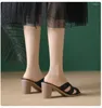 Dress Shoes 2024 Woman Summer Luxury Round Toe Thick Heel 8cm High Heels Female Holiday Green Barefoot Sandals Kawaii Banquet
