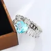 Cluster Rings Luxury For Women Princess Propose Marriage Pink Blue Yellow Heart Cubic Zirconia Ring Romantic Wedding Bijoux