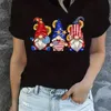 女性用Tシャツプラスサイズ独立記念日カジュアルTシャツレディースプラスフラグガノムプリントショートスルベラウンドネック軽微ストレッチトップY240420