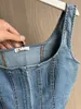 Denim Vest traf SpringSummer Sexy Spice Style Personality Zipper Short denim vest top for women 240407