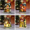 Decorations Micro Landscape Christmas LED House Resin Xmas Scene Houses Light Ornament New Year Table Decoration Santa Gifts Th0203 s