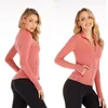 LL Women's Yoga long sleeves Jacket Outfit Solid Color Nude Sports Shaping Waist Tight Fitness Loose Jogging Sportswear For Lady lu lu women's