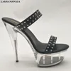 Тапочки Laijianjinxia Crystal Shoes Transparent Platform Model Model Model Walking Show Super High каблука