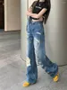 Damesjeans Alien Kitty Hole vrouwen losse vintage zomer rechtdagen dagelijks alle matchwear hoge taille casual kantoorkleding denim