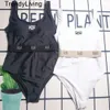 Yeni 24SS yaz seksi bikini tasarımcısı mayo kadın moda mektubu baskı grafikleri tek parça mayo sırtsız plaj mayo bikini