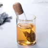 W kształcie herbaty z przezroczystym szklanym drewnianym drewnianym korkiem zioła przyprawy przyprawy odporne na herbatę narzędzie th0662