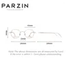 Sunglasses Frames PARZIN Round Pure Titanium Myopia Glasses Frame Women Vintage Optical Prescription Eyeglasses Men Titan Eyewear 61022