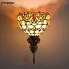 Lâmpadas de parede Arte barroca de manchado Mediterrâneo Tiffany iluminação de cristal Bedroom Bedside Mirror Front Lamp Barring Igreja