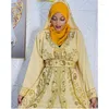 Vêtements ethniques citations marocaines jaunes pour dubaï caftans farasha abaya mariage élégant robe longue caftan