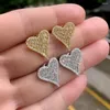 Stud -oorbellen Iced Out Bling Heart Shape Earring Micro Pave CZ 5a Cubic Zircoina Love Charm voor vrouwen Men Hip Hop Jewelry