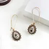 Dangle Earrings Especially Water Drop For Women Tear-shaped Earring Mosaic Zircon Metal Symmetric Pendant Pine Pattern Jewelry