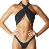 Swimswears pour femmes Sexy un morceau de maillot de bain Bikini 2024 Femmes Corée Color Coule Coup Split Nylon solide Push Up Beachwear Summer Surf