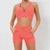 Active Sets Scrunch Gym Shorts Set Push Up Women Sportswear 2 Piece Yoga с карманным спортивным набором кружев