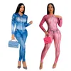 Two Piece Women Vêtements Denim Pant sets printemps automne à manches longues à manches longues