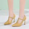 Casual Shoes Spring And Autumn Fashionable Style Pointed Head One Line Buckle Mary Jane French Slim Heels High